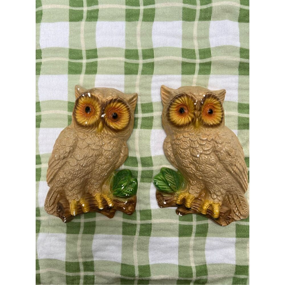 Vintage Chalk 1970s Owls